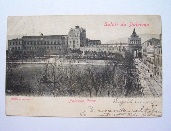 Cartolina Palermo - Il Palazzo Reale 1905