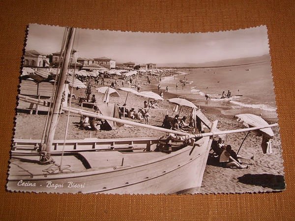 Cartolina Cecina - Bagni Bisori 1950