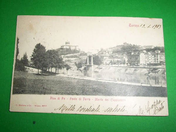 Cartolina Torino - Riva di Po - Ponte di Ferro …