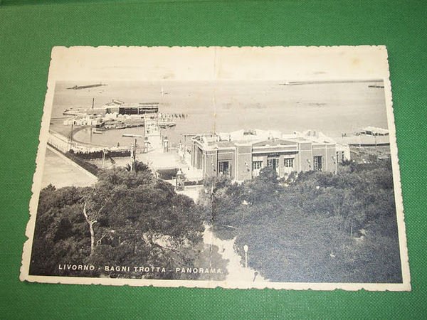 Cartolina Livorno - Bagni Trotta - Panorama 1939