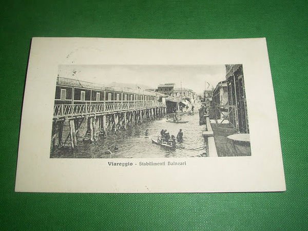 Cartolina Viareggio - Stabilimenti Balneari 1920 ca