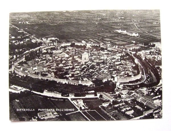Cartolina Cittadella ( Padova ) - Panorama aerea 1952