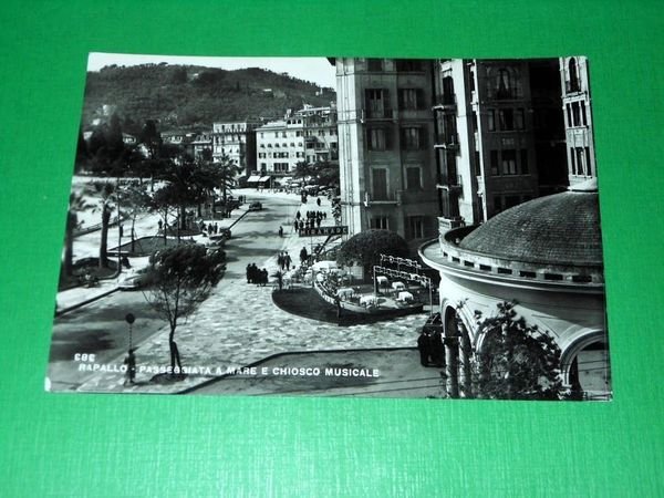 Cartolina Rapallo - Passeggiata a mare e Chiosco Musicale 1955 …