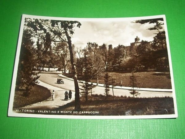 Cartolina Torino - Valentino e Monte dei Cappuccini 1937