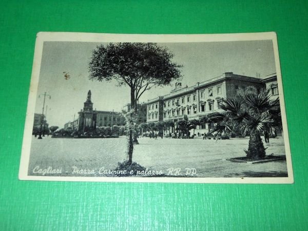 Cartolina Cagliari - Piazza Carmine e palazzo RR. PP. 1947