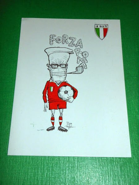 Cartolina Satirica Calcio Politica Forza Roma Lupi Illustratore Pino Zac | Immagine principale