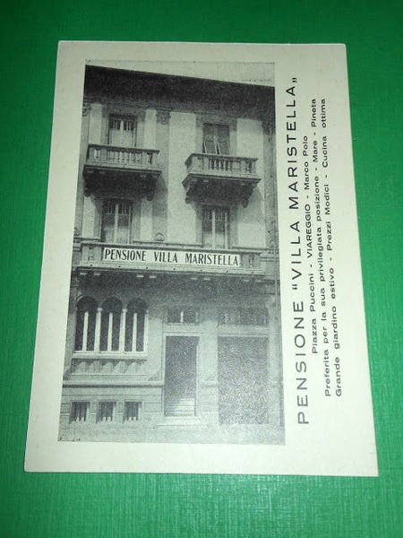 Cartolina Viareggio - Pensione Villa Maristella ( Piazza Puccini ) …