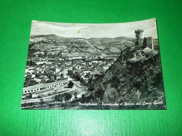 Cartolina Modigliana - Panorama e Rocca dei Conti Guidi 1956