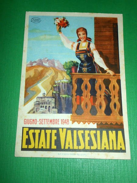 Cartolina Pubblicità Viaggi Valsesia - Estate Valsesiana 1948.