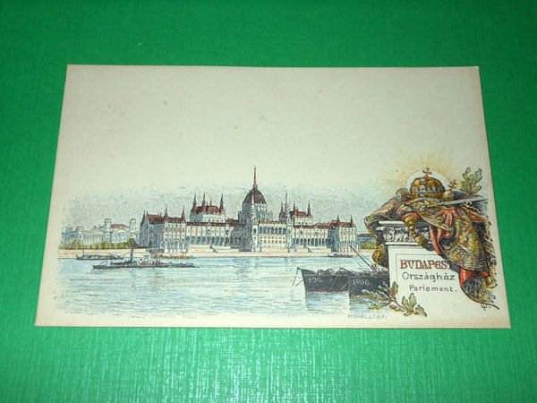 Cartolina Ungheria - Budapest - Orszàghàz Parlement 1900 ca.