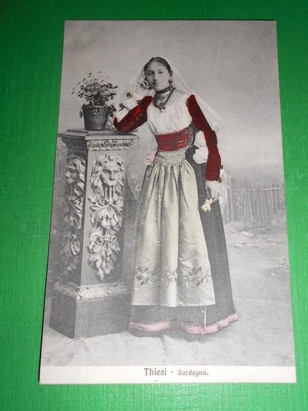 Cartolina Costumi Sardi - Thiesi ( Sassari ) 1910 ca