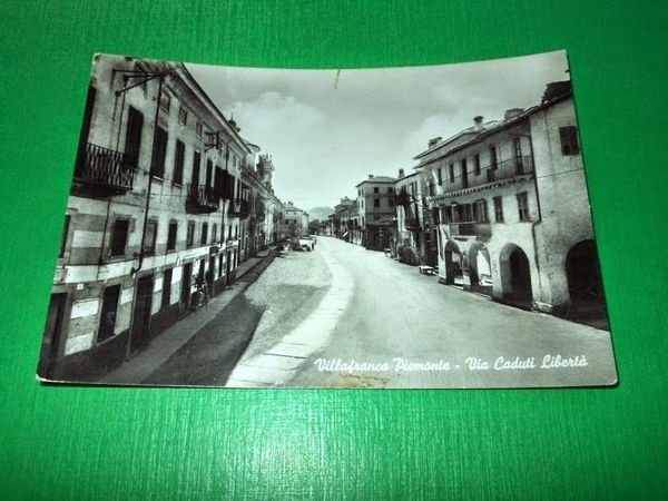 Cartolina Villafranca Piemonte - Via Caduti Libertà 1958