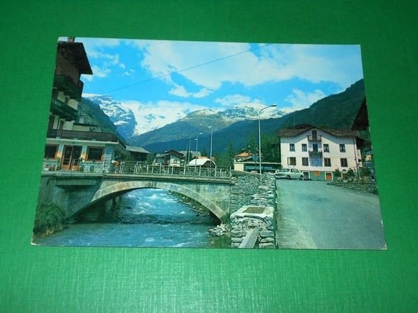 Cartolina Champoluc - Ponte sull' Evançon e M. Rosa 1979