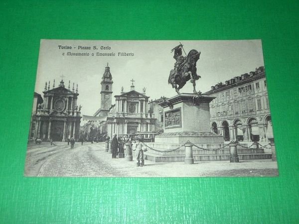 Cartolina Torino - Piazza S. Carlo e Monumento a Emanuele …