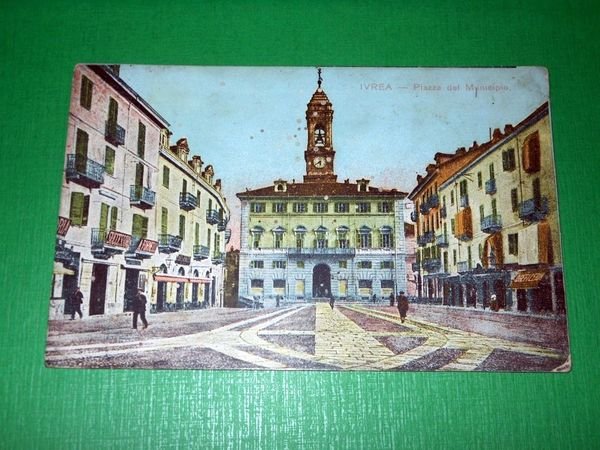 Cartolina Ivrea - Piazza del Municipio 1908