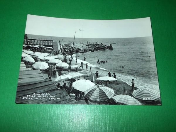 Cartolina Celle Ligure - Bagni Stella del Sud e scogliera …
