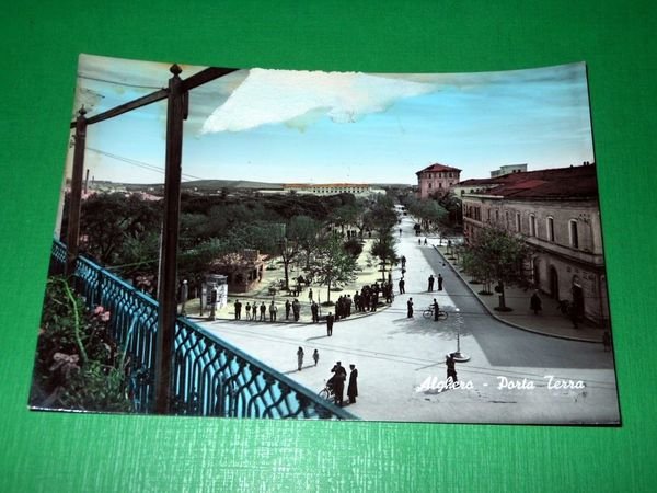 Cartolina Alghero - Porta Terra 1954