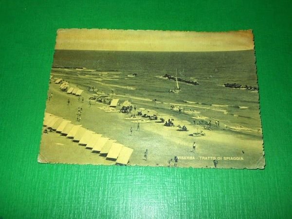 Cartolina Viserba - Tratto di spiaggia 1952