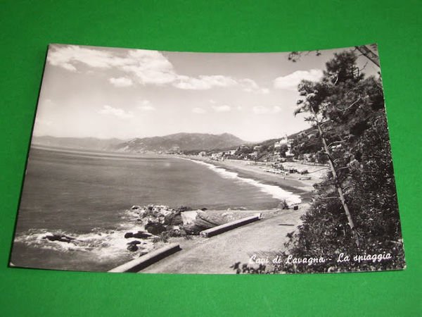 Cartolina Cavi di Lavagna - La spiaggia 1953