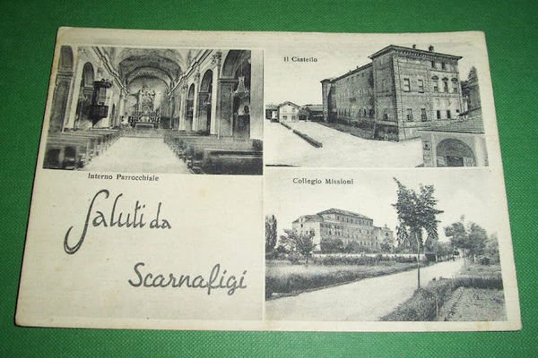 Cartolina Scarnafigi ( Cuneo ) - Collegio Missioni e Castello …