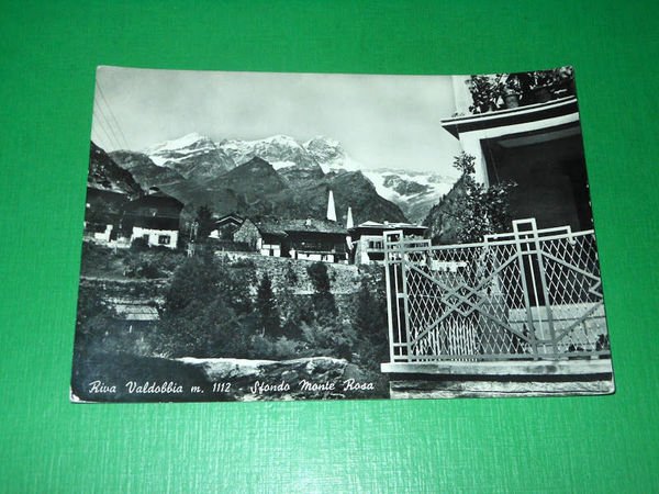 Cartolina Riva Valdobbia - Sfondo Monte Rosa 1958