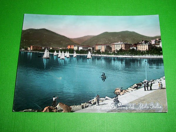 Cartolina La Spezia - Panorama dal Molo Italia 1959