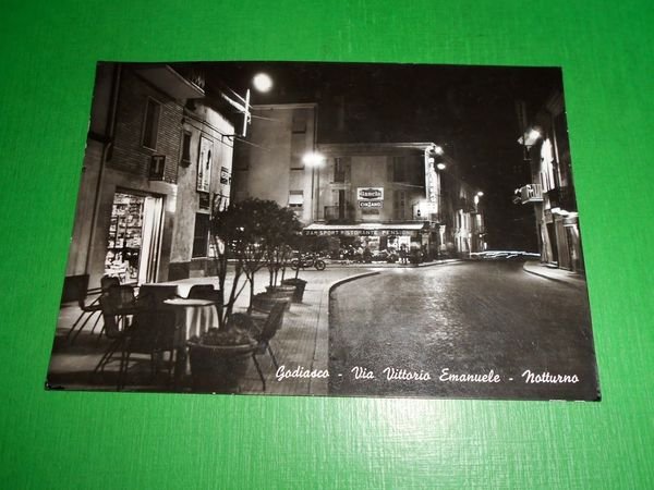 Cartolina Godiasco - Via Vittorio Emanuele - Notturno 1955 ca