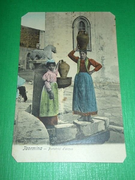 Cartolina Costumi Taormina - Portatrici d' acqua 1910
