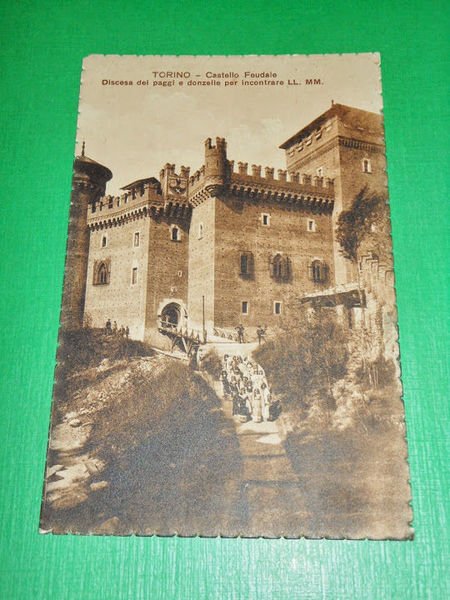 Cartolina Torino - Castello Feudale - Discesa di paggi e …
