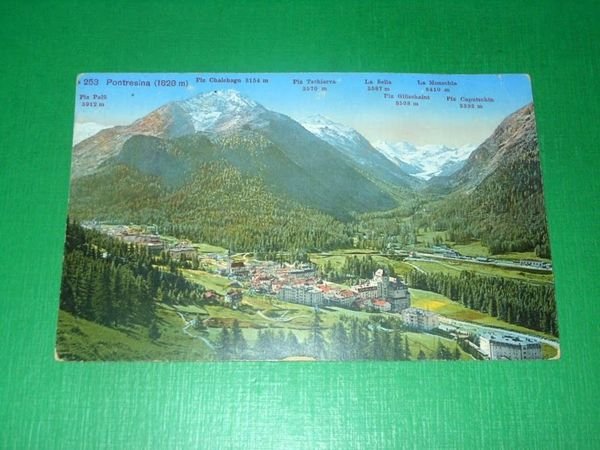 Cartolina Pontresina - Panorama con le Alpi 1930 ca