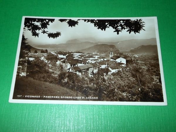 Cartolina Viconago - Panorama sfondo lago di Lugano 1935
