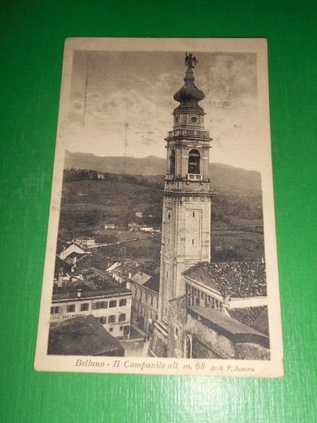 Cartolina Belluno - Il Campanile 1925 ca