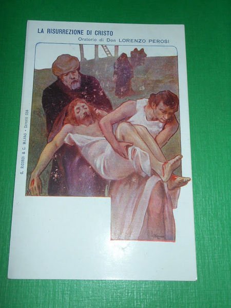 Cartolina La Risurrezione di Cristo (Don L. Perosi) Illustratore Metlicovitz …