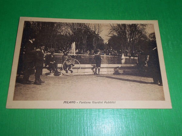 Cartolina Milano - Fontana Giardini Pubblici 1925 ca