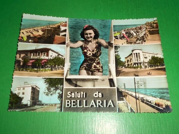 Cartolina Saluti da Bellaria - Vedute diverse 1957