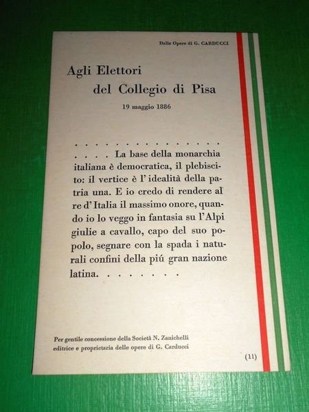 Cartolina Agli Elettori del Collegio di Pisa - Dalle Opere …