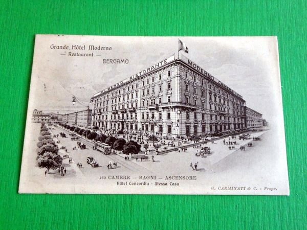 Cartolina Bergamo - Grand Hotel Moderno 1907
