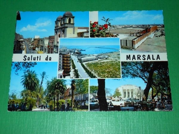 Cartolina Saluti da Marsala - Vedute diverse 1960 ca