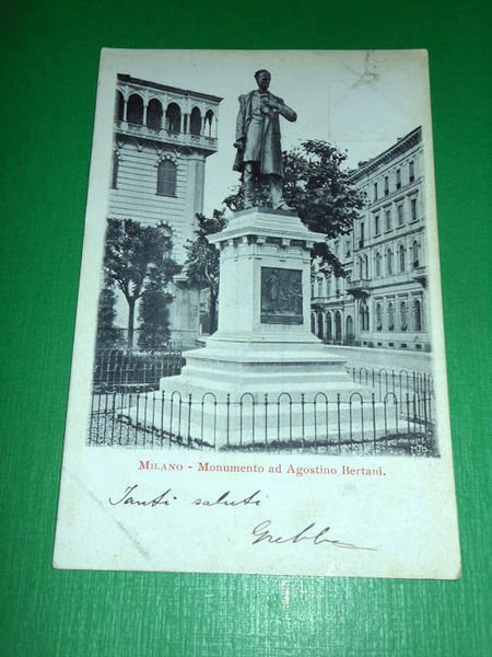 Cartolina Milano - Monumento ad Agostino Bertami 1902