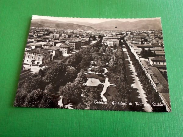 Cartolina Brescia - Giardini di Via dei Mille 1955 ca