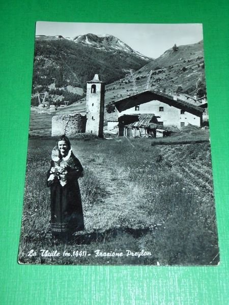 Cartolina La Thuile - Frazione Preylon - Particolare 1955