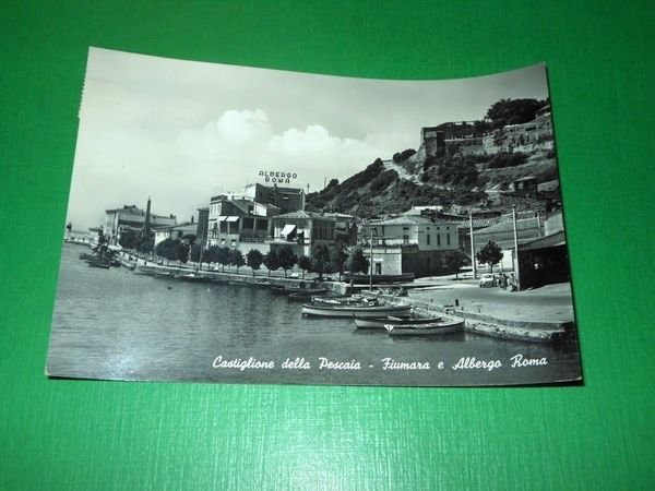 Cartolina Castiglione della Pescaia - Fiumara e Albergo Roma 1962