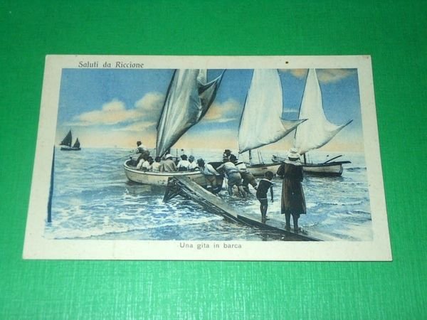 Cartolina Saluti da Riccione - Una gita in barca 1925 …