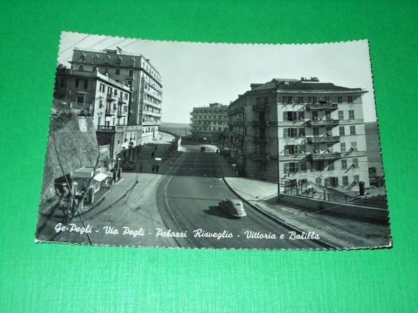 Cartolina Genova Pegli - Via Pegli - Palazzi Risveglio - …