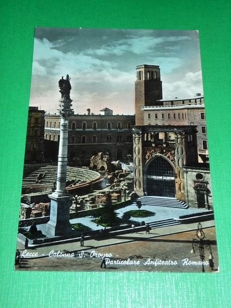 Cartolina Lecce - Colonna S. Oronzo - Particolare Anfiteatro Romano …