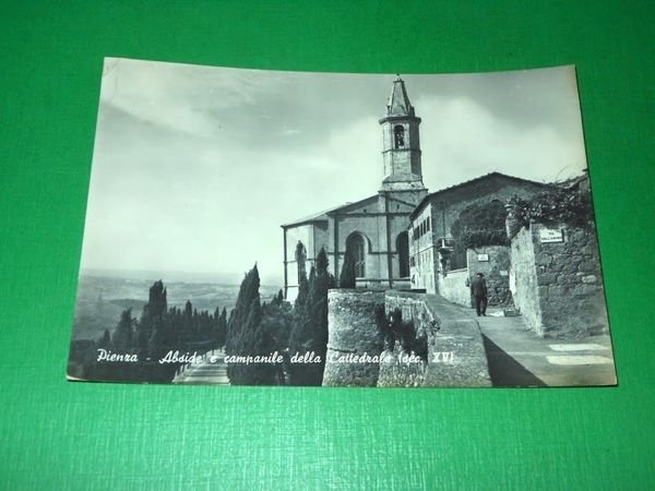 Cartolina Pienza - Abside e campanile della Cattedrale 1971