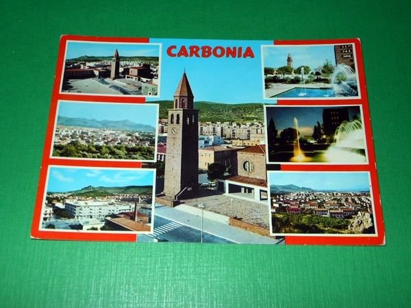 Cartolina Carbonia - Vedute diverse 1970 ca