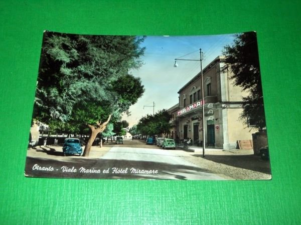 Cartolina Otranto - Viale Marina ed Hotel Miramare 1955 ca
