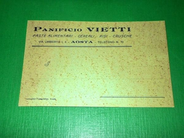 Cartolina Pubblicità - Panificio Vietti ( Aosta Via Umberto I …