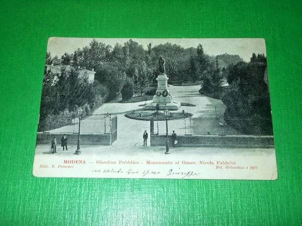 Cartolina Modena -- Giardino Pubblico - Monumento al Gen. Nicola …